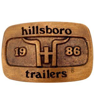 Hillsboro Trailers Belt Buckle Cattle Hauler Rodeo 1986 Solid Brass Trucker